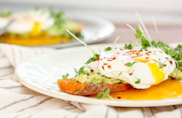 Avocado Sweet Potato Toast With Poached Egg - FoodWage recipe