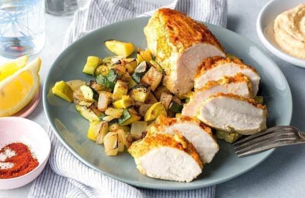 BAKED HUMMUS-CRUSTED CHICKEN - FoodWage recipe