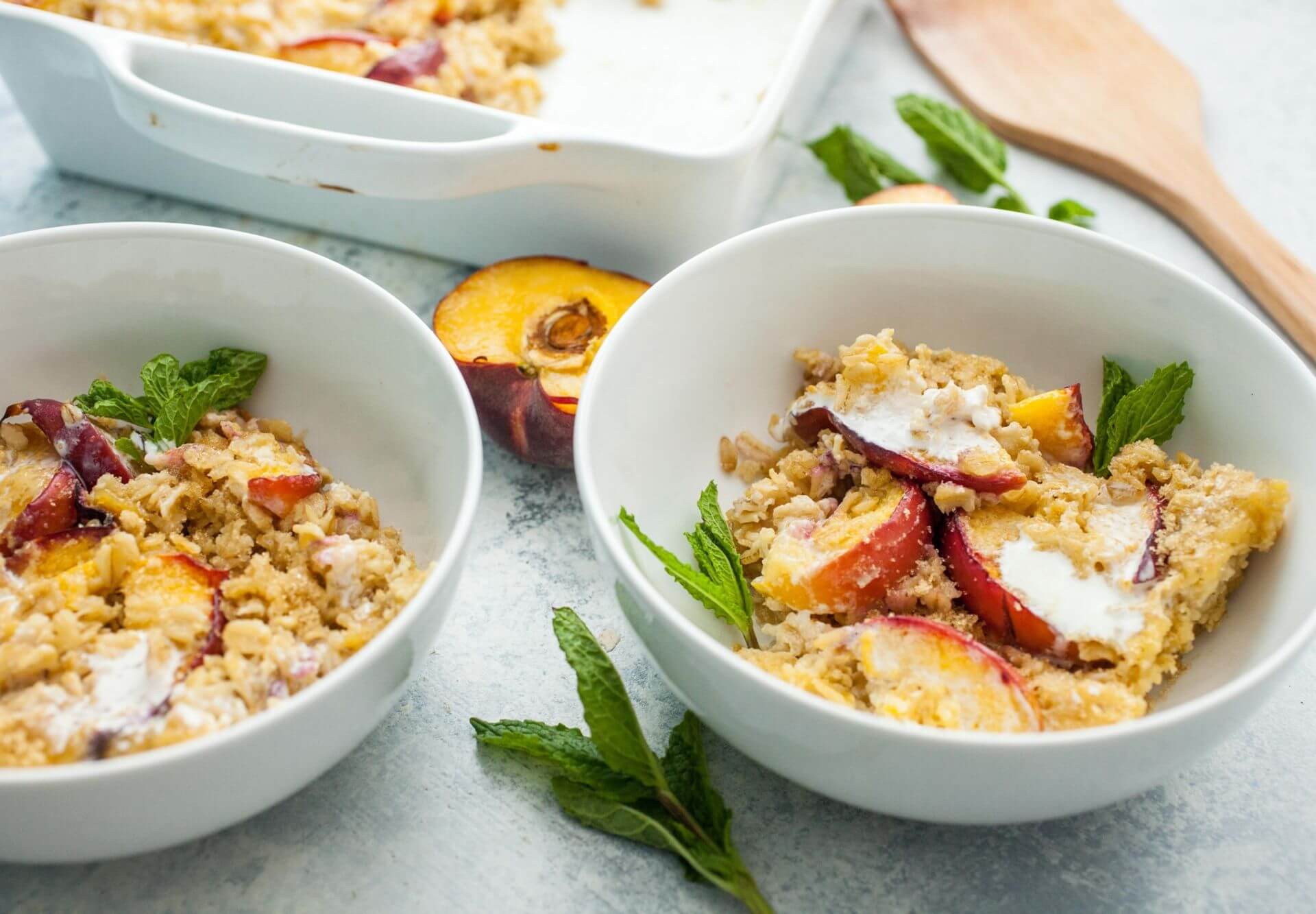 Baked Peaches & Cream Oatmeal - FoodWage recipe