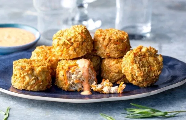 Baked Tofu-Tarragon Croquettes With Dijon Red Pepper Dip - FoodWage recipe