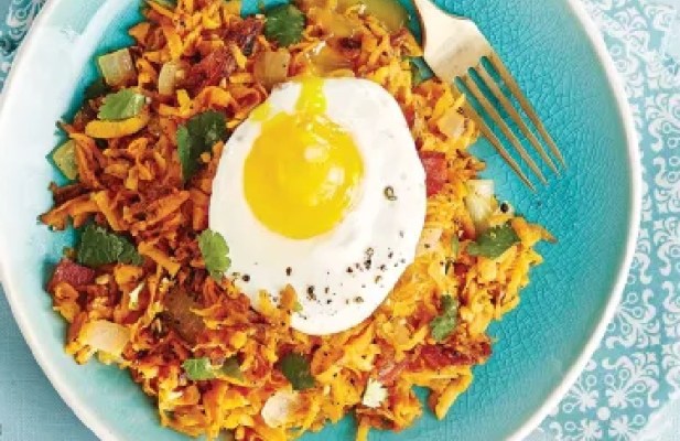 Breakfast Rebooted: Sweet Potato Hash With Eggs - FoodWage recipe