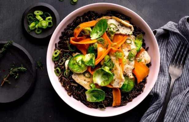 Chicken And Wild Rice Bowl With Brussels Sprouts - FoodWage recipe
