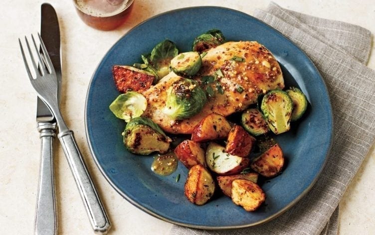 CHICKEN & BRUSSELS SPROUTS WITH MUSTARD SAUCE - FoodWage recipe