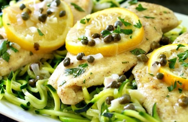 Chicken Piccata Over Zucchini Noodles - FoodWage recipe