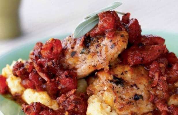 CHICKEN & PROSCIUTTO OVER POLENTA - FoodWage recipe