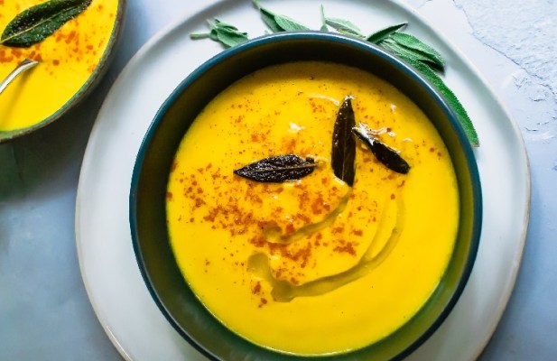 Instant Pot Pumpkin Soup With Crispy Sage Leaves - FoodWage recipe