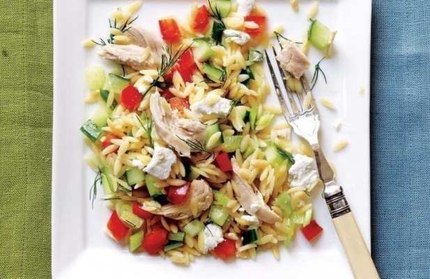 LEMONY ORZO VEGGIE SALAD WITH CHICKEN - FoodWage recipe