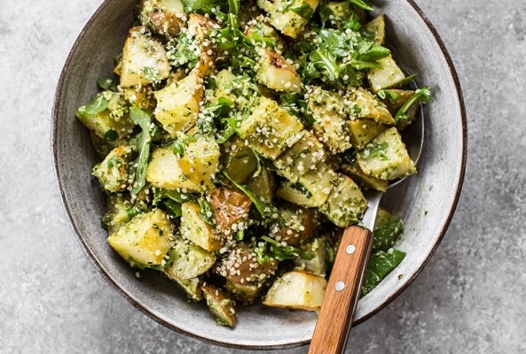 LENTILS & BABY POTATOES WITH CILANTRO PESTO - FoodWage recipe