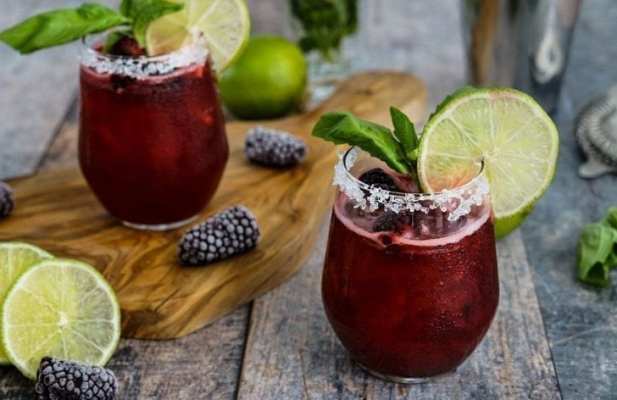 Mardi Gras Blackberry Basil Margarita - FoodWage recipe