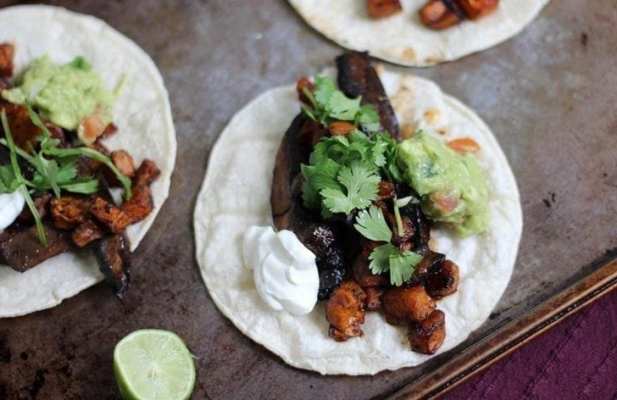 Marinated Mushroom + Sweet Potato Tacos - FoodWage recipe