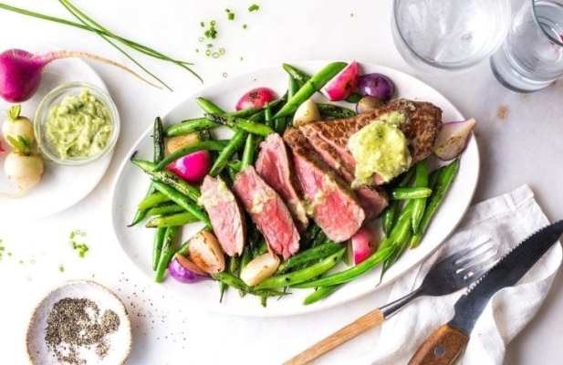 One-Pan Steak With Avocado Butter - FoodWage recipe