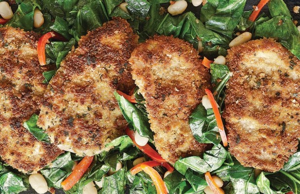 Panko-Crusted Chicken & Hot Greens - FoodWage recipe
