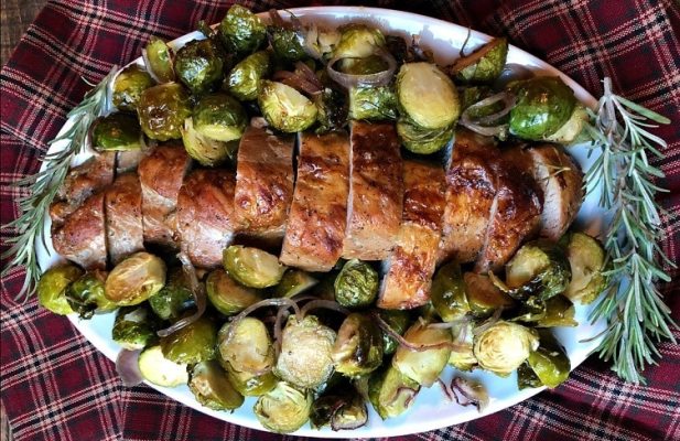 Pork Tenderloin With Roasted Brussels Sprouts - FoodWage recipe