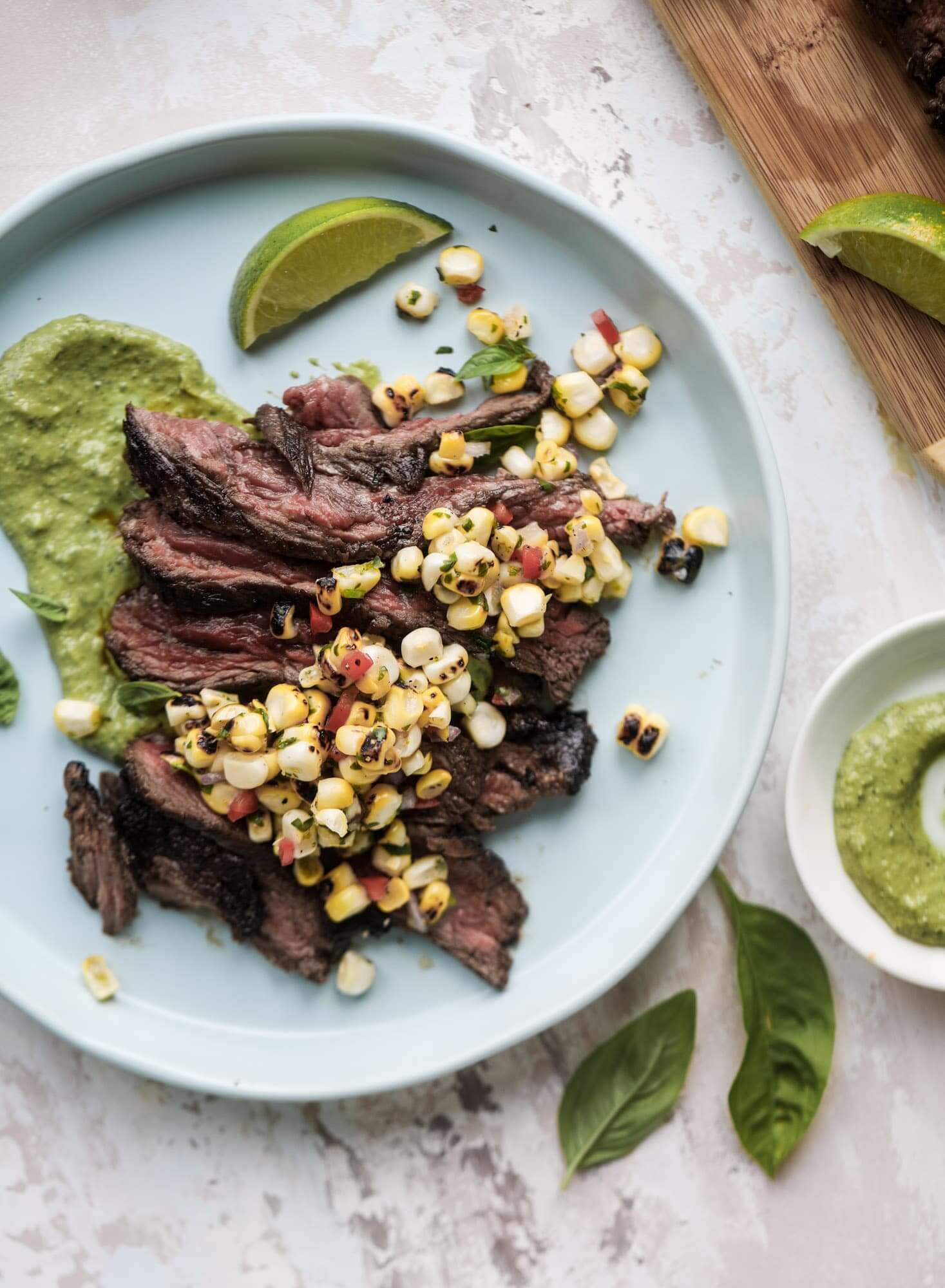 Corn Relish Pesto Steak - FoodWage recipe