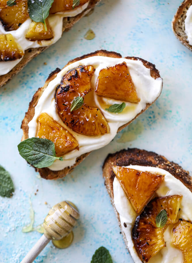 Roasted Pineapple Ricotta Toast - FoodWage recipe