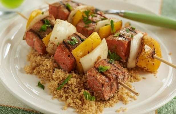 Salmon Skewers With Whole-Wheat Couscous - FoodWage recipe
