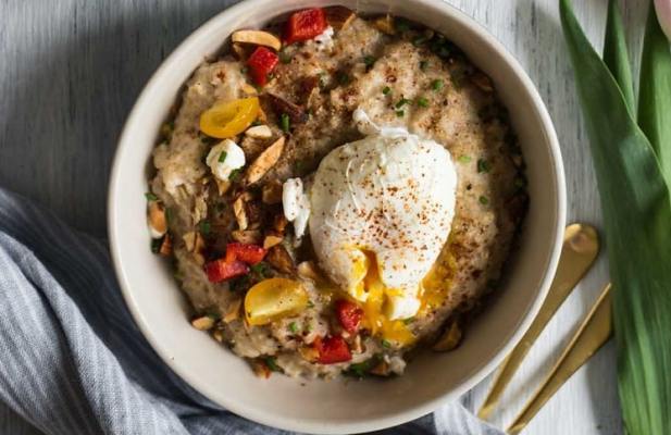 Savory Oatmeal Bowl With Poached Egg - FoodWage recipe