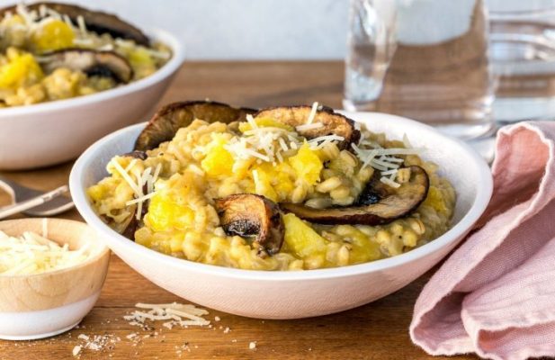 Seared Portobello Mushroom And Squash Barley Risotto - FoodWage recipe