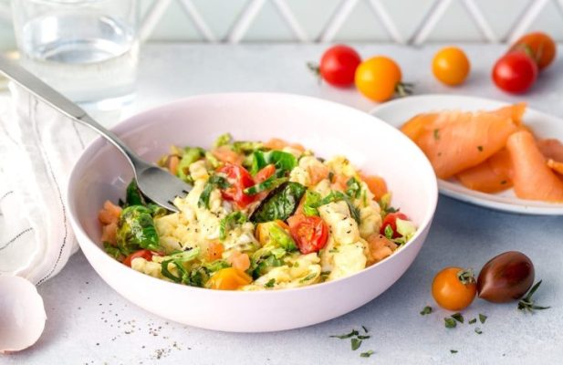 Smoked Salmon & Brussels Sprout Scrambled Eggs - FoodWage recipe