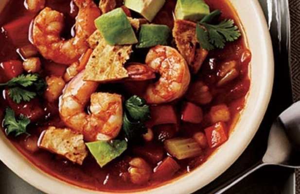 SPICY TORTILLA SOUP WITH SHRIMP AND AVOCADO - FoodWage recipe
