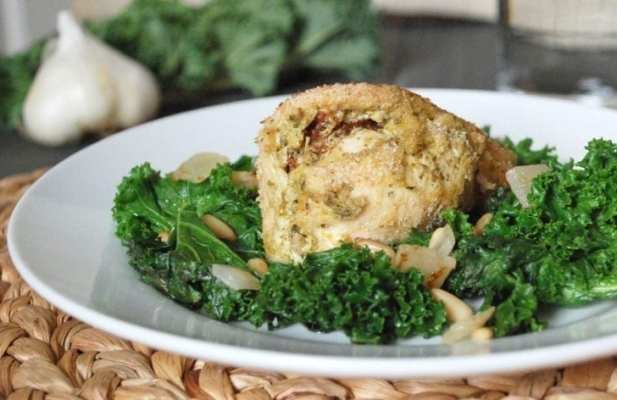 Stuffed Chicken & Sautéed Kale With Pine Nuts - FoodWage recipe