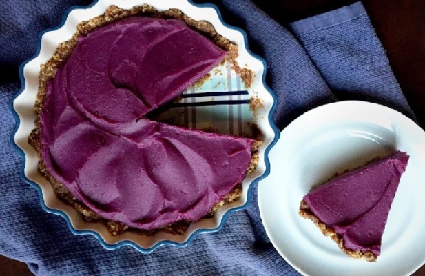 Vegan Purple Sweet Potato Tart With Date-Almond Crust - FoodWage recipe
