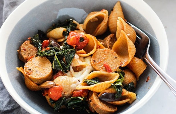 Vegan “Sausage” & Kale Pasta - FoodWage recipe