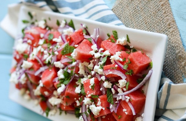 Watermelon Salad With Feta And Mint - FoodWage recipe