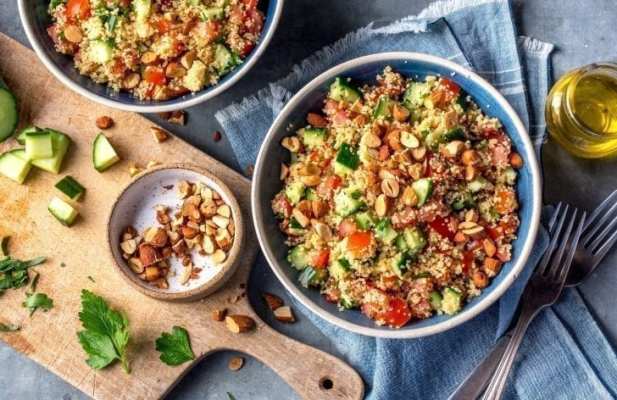 Whole-Wheat Couscous With Cucumber And Almonds - FoodWage recipe