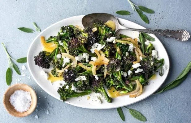 Wok-Seared Purple Broccoli With Creamy Sauce - FoodWage recipe