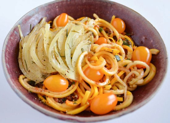 Yellow Squash Noodles In Tomato Basil Sauce - FoodWage recipe