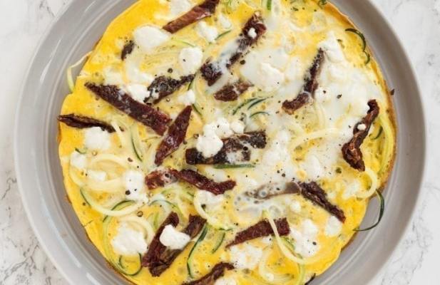 Zucchini Noodle Frittata With Goat Cheese And Sun-Dried Tomatoes - FoodWage recipe